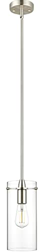 Large Brushed Nickel Pendant Lights with Clear Glass