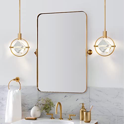 Gold Brushed Brass Crystal Pendant Light Mini Chandelier