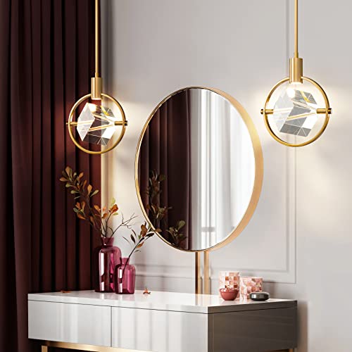 Gold Brushed Brass Crystal Pendant Light Mini Chandelier