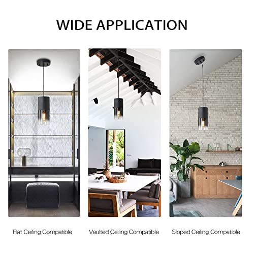 Black Pendant Light Fixtures 2-Pack, Adjustable Modern Industrial