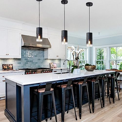 Black Pendant Light Fixtures 2-Pack, Adjustable Modern Industrial