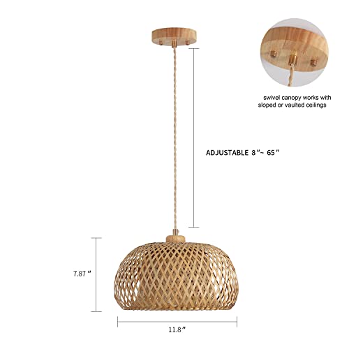Handmade Bamboo Pendant Light for Kitchen Island Dining