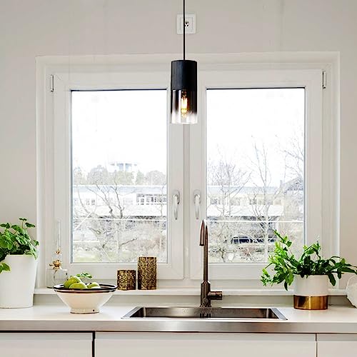 Black Pendant Light Fixtures 2-Pack, Adjustable Modern Industrial