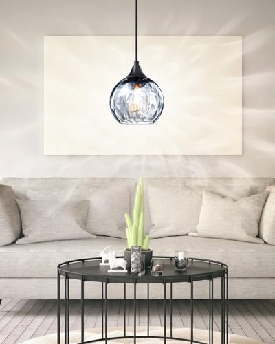6.3" Grey Hammer Glass Pendant Lights, 3 Pack