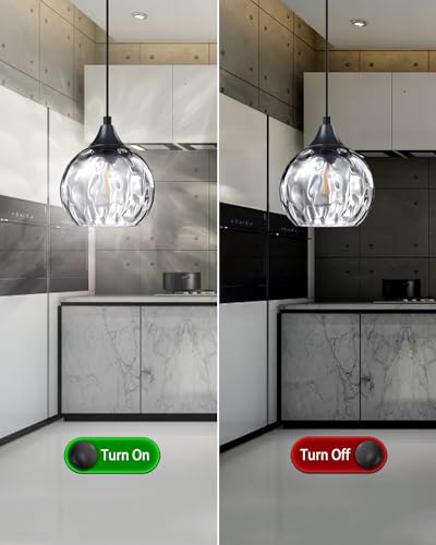 6.3" Grey Hammer Glass Pendant Lights, 3 Pack