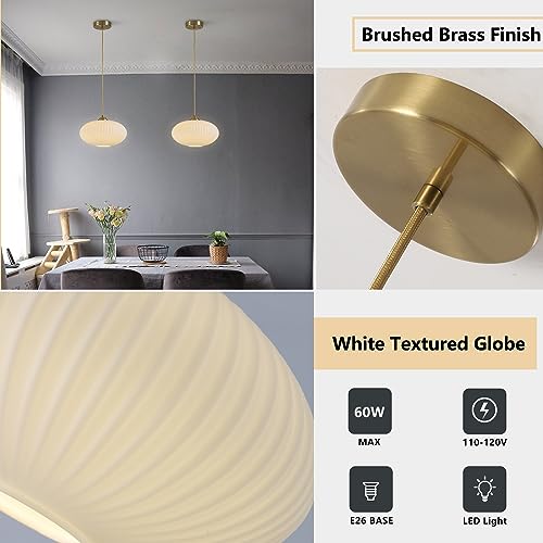 Gold Globe Pendant Light with Opal Glass Shade