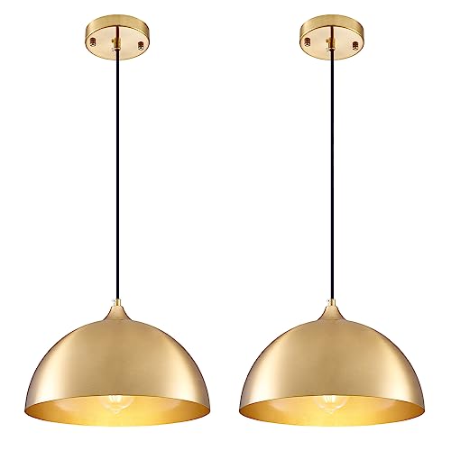 Gold Industrial Pendant Lights 2 Pack, 11.8inches