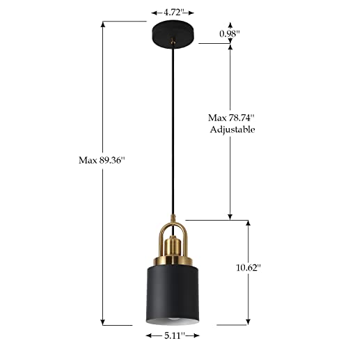 YHANFENGCY Black Modern Cylindrical Chandelier - 5.11" Diameter