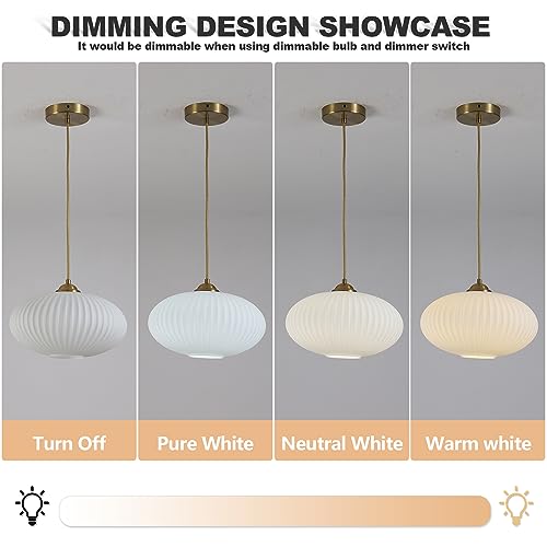 Gold Globe Pendant Light with Opal Glass Shade