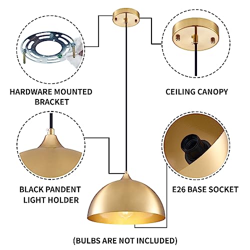 Gold Industrial Pendant Lights 2 Pack, 11.8inches
