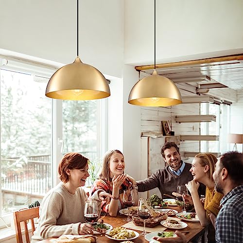 Gold Industrial Pendant Lights 2 Pack, 11.8inches