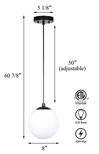 Modern Adjustable Globe Pendant Light, Matte Black Finish