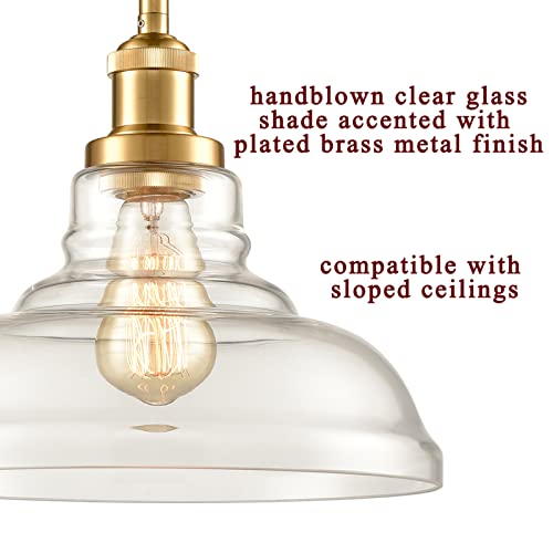 CLAXY Brass/Gold Glass Dome Pendant Light 3-Pack