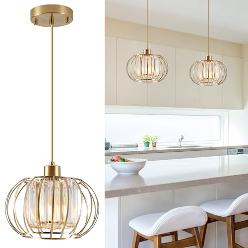 Gold Crystal Pendant Light Fixture for Kitchen Island