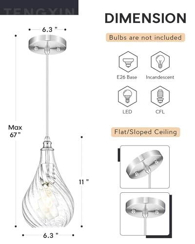 Farmhouse Pendant Light with Brushed Nickel Finish