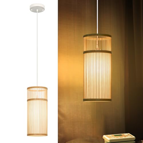 Natural Bamboo Mini Pendant Light for Bedroom Decor