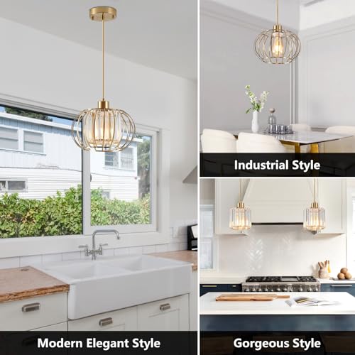 Gold Crystal Pendant Light Fixture for Kitchen Island