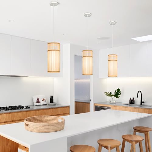 Natural Bamboo Mini Pendant Light for Bedroom Decor