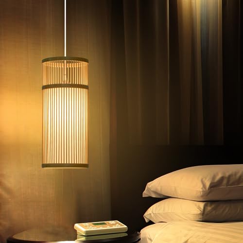 Natural Bamboo Mini Pendant Light for Bedroom Decor