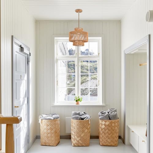 Boho Woven Rattan Pendant Light for Kitchen Island