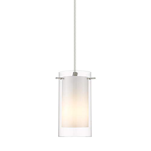 Glass Pendant Light Fixture, Adjustable Height, Brushed Nickel