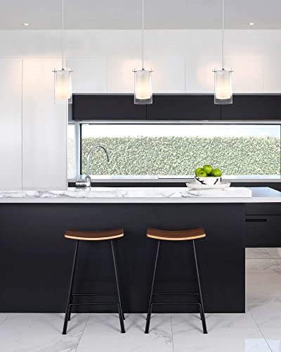 Glass Pendant Light Fixture, Adjustable Height, Brushed Nickel