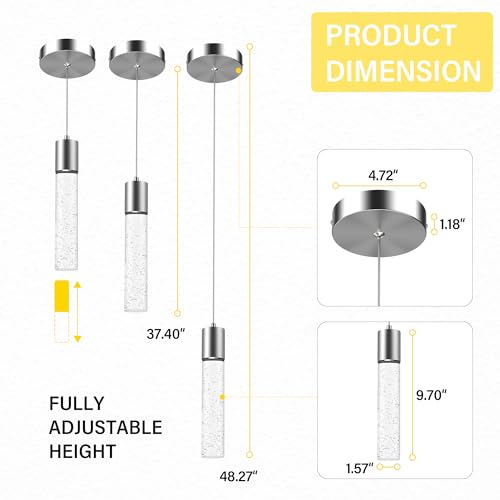 3 Pack Modern Kitchen Island Pendant Lights Set