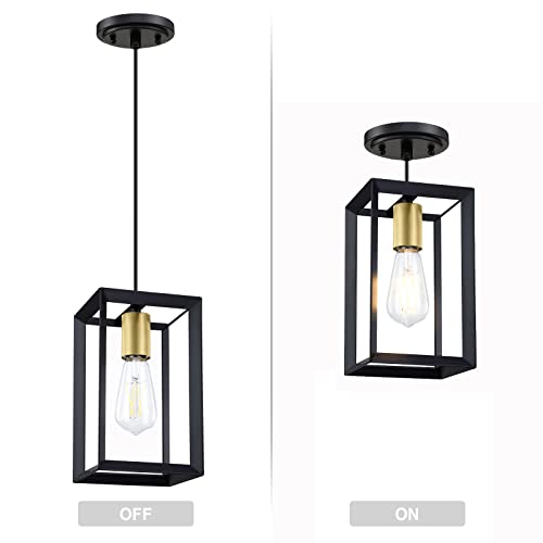 Set of 2 Black Lantern Cage Pendant Lights