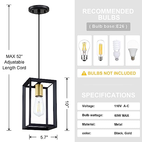 Set of 2 Black Lantern Cage Pendant Lights