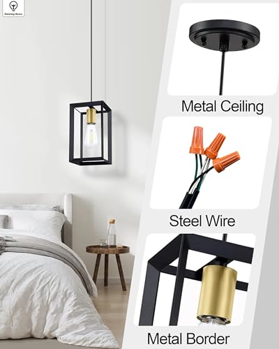 Set of 2 Black Lantern Cage Pendant Lights