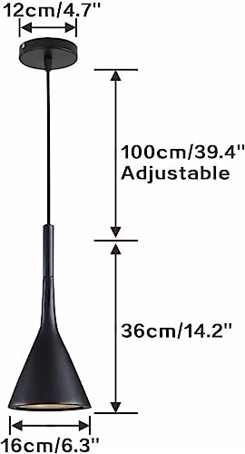 Farmhouse Black Cone Pendant Light for Kitchen Island