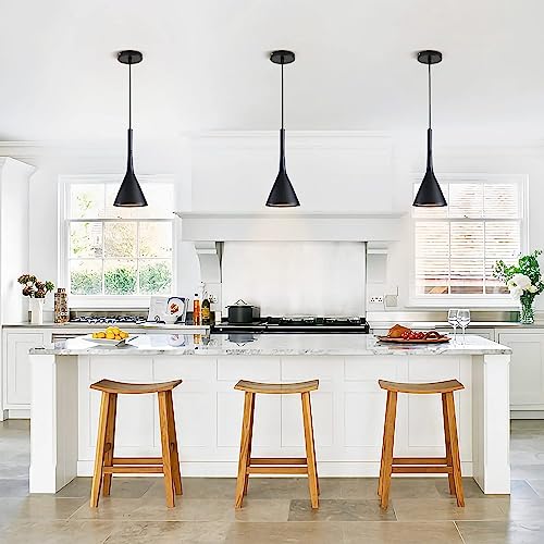 Farmhouse Black Cone Pendant Light for Kitchen Island