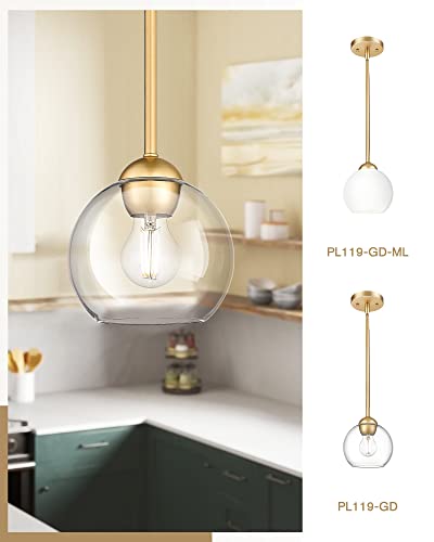 Modern 7" Gold Globe Pendant Light for Home