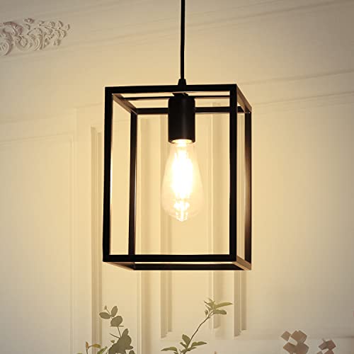 Depuley Rustic Black Lantern Pendant Light - Rectangle