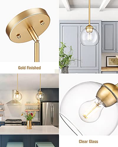 Modern 7" Gold Globe Pendant Light for Home