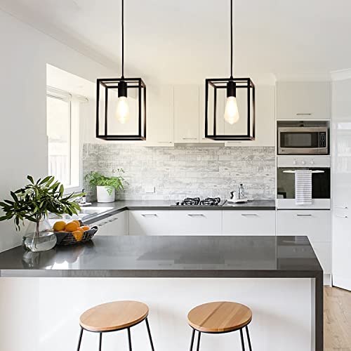 Depuley Rustic Black Lantern Pendant Light - Rectangle