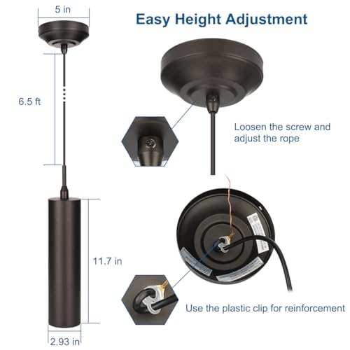 Black LED Pendant Light for Kitchen Island and Dining Room