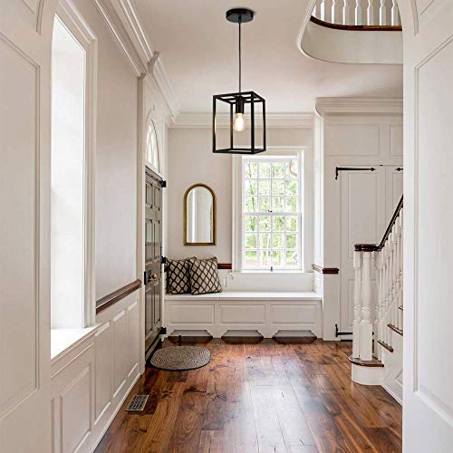 Depuley Rustic Black Lantern Pendant Light - Rectangle