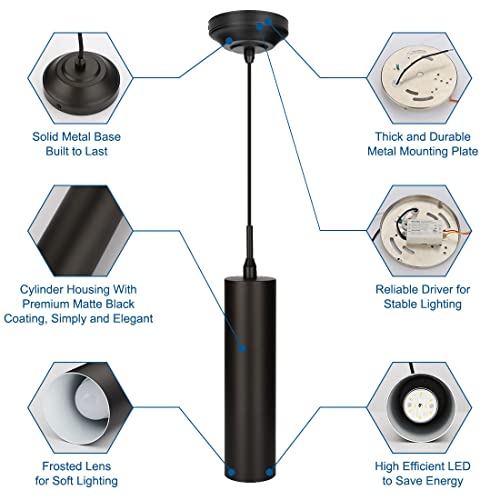 Black LED Pendant Light for Kitchen Island and Dining Room