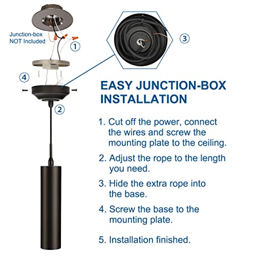 Black LED Pendant Light for Kitchen Island and Dining Room