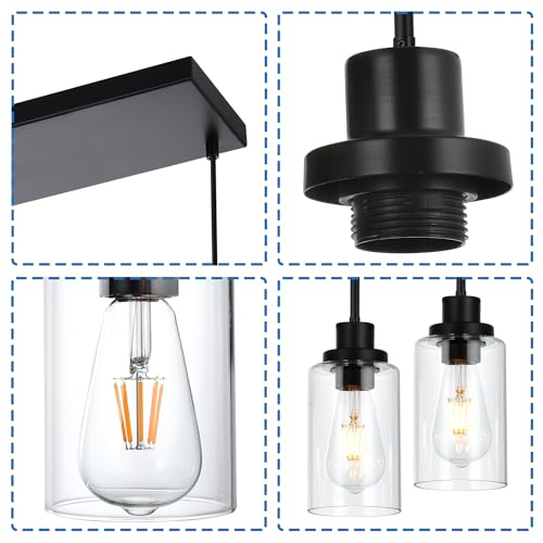 Black Pendant Lights for Kitchen Island, 5-Light Chandeliers