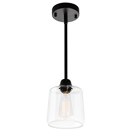 Black Vintage Glass Pendant Light for Farmhouse Décor