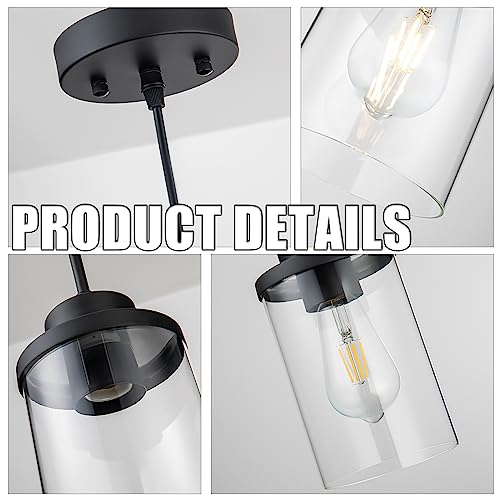 Black Farmhouse Glass Pendant Light for Kitchen Island