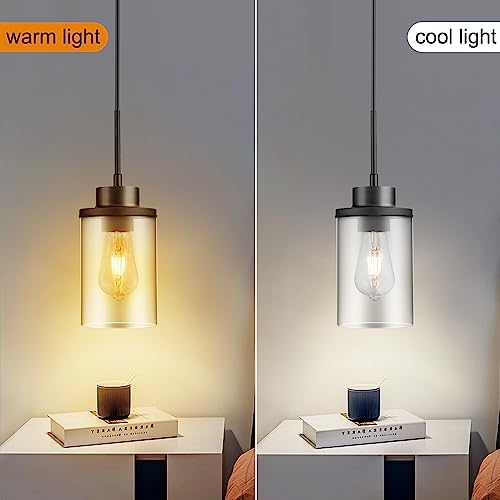 Black Farmhouse Glass Pendant Light for Kitchen Island