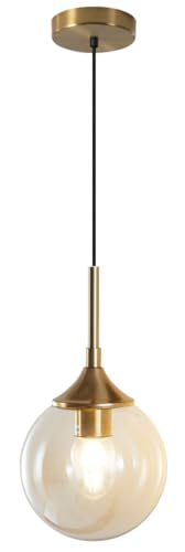 Mid Century Modern Gold Glass Globe Pendant Light