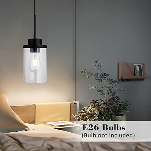 Black Farmhouse Glass Pendant Light for Kitchen Island