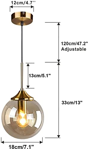 Mid Century Modern Gold Glass Globe Pendant Light