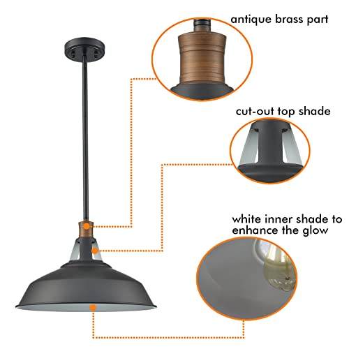 CLAXY Farmhouse Pendant Lighting Matte Black Barn Hanging