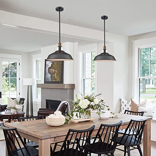 CLAXY Farmhouse Pendant Lighting Matte Black Barn Hanging