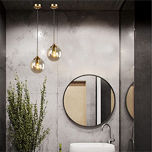 Mid Century Modern Gold Glass Globe Pendant Light